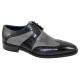 Duca Di Matiste 1702 Black / Grey Genuine Italian Calfskin Leather Shoes With Toe Perforation.